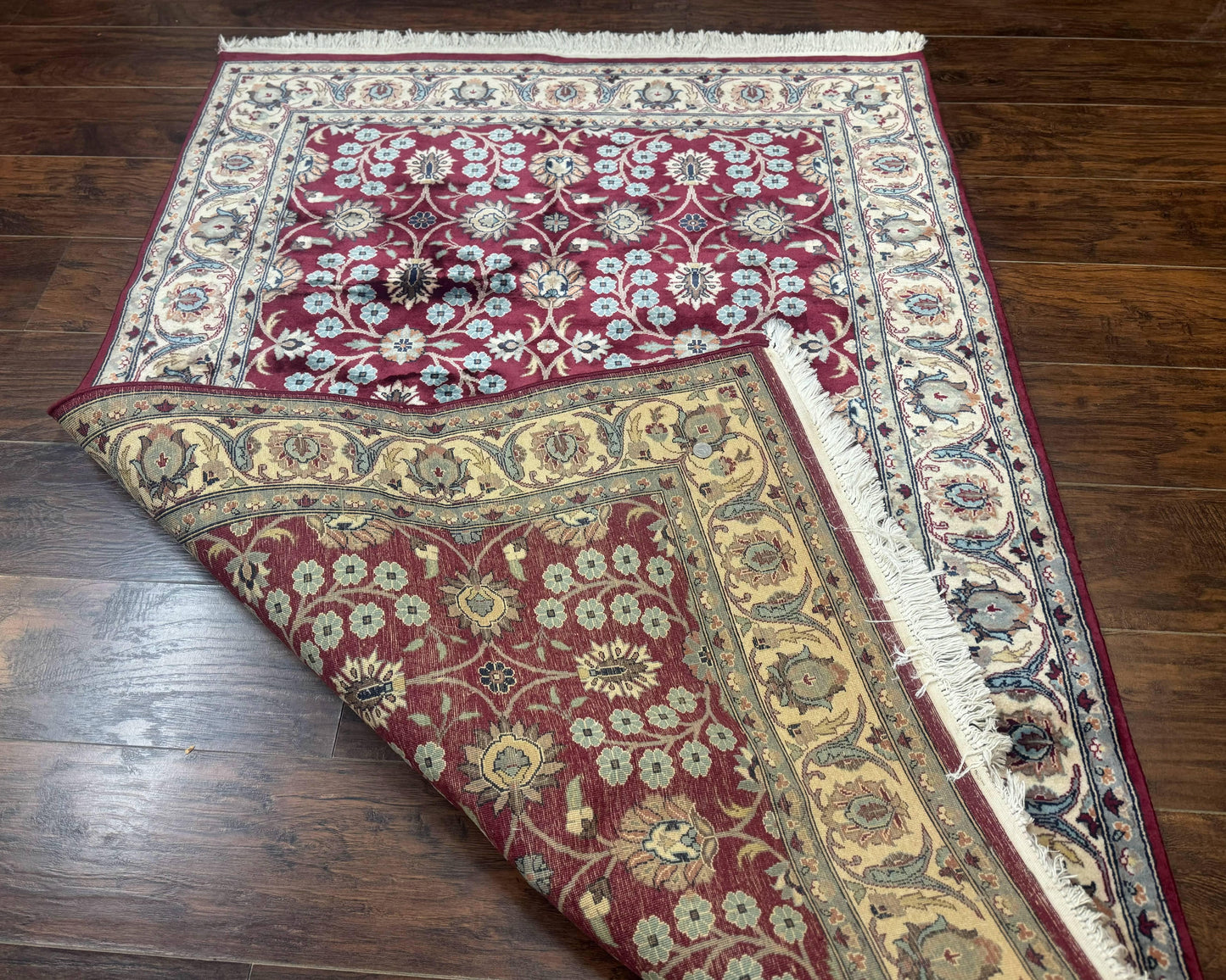 Pak Persian Rug 4x6, Floral Allover, Vintage Wool Carpet, Plum and Ivory - Nuvé