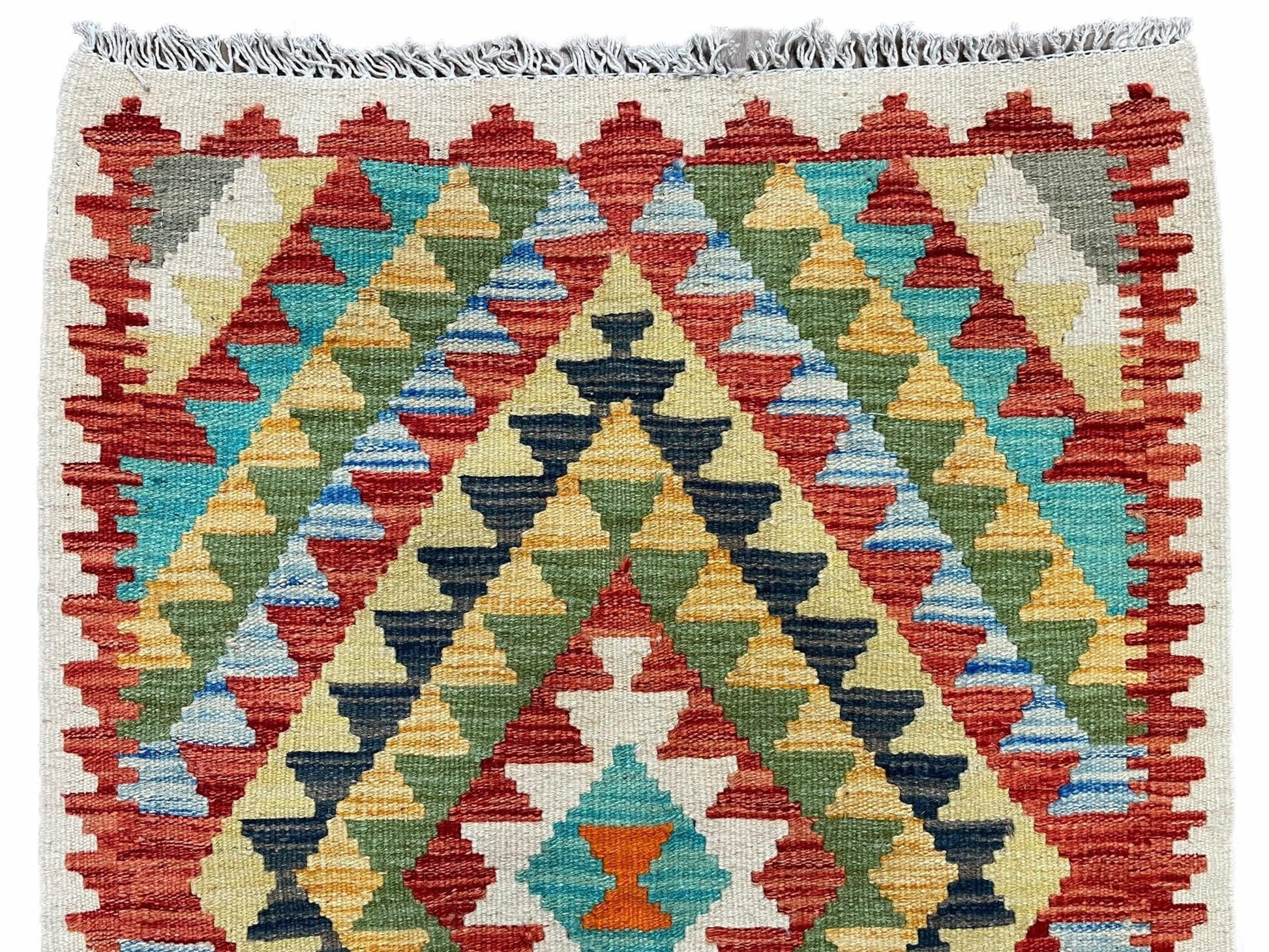 Small Kilim Rug 2x3 Colorful Turkish Kilim Accent Rug New Flatweave Wool Kilim Chobi Kilim Diamond Zigzag Playroom Rug - Nuvé