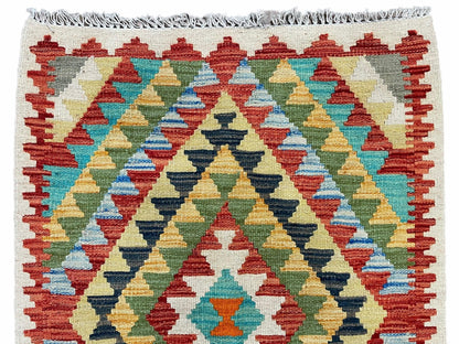 Small Kilim Rug 2x3 Colorful Turkish Kilim Accent Rug New Flatweave Wool Kilim Chobi Kilim Diamond Zigzag Playroom Rug - Nuvé