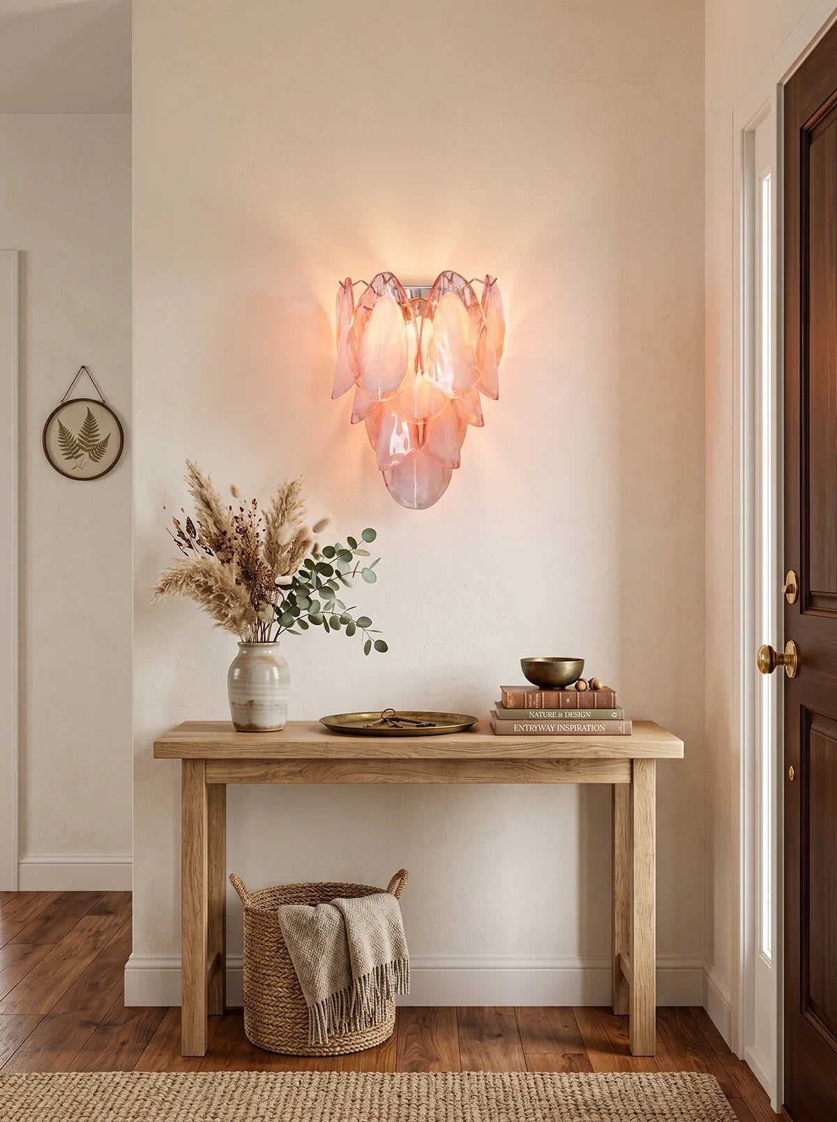 Pink Lotus Textured Glass Wall Sconce