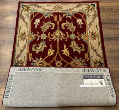 Small Floral Wool Rug 3x5, Safavieh Heritage Collection, Dark Red, Pair A - Nuvé