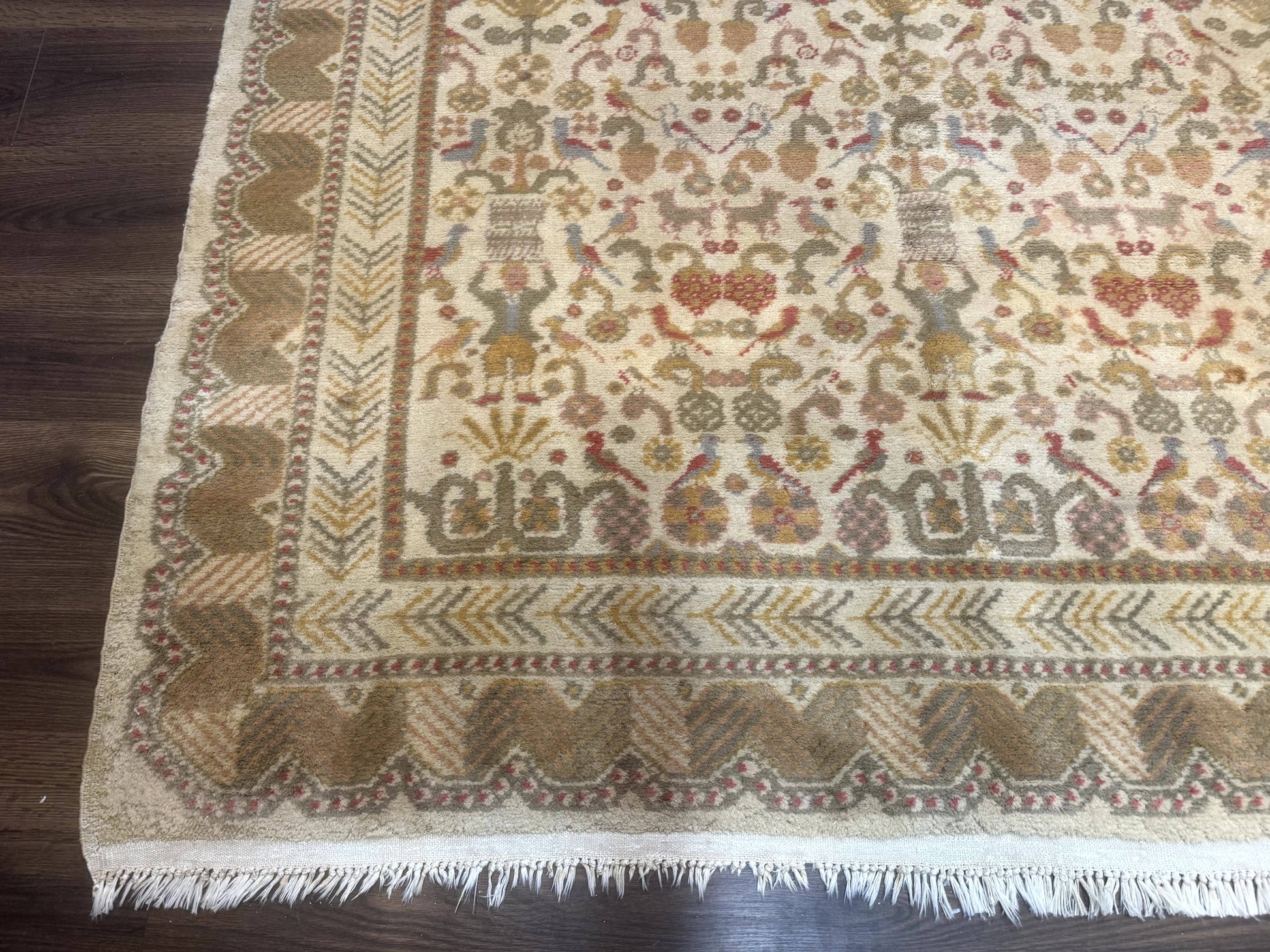 Large Spanish Portuguese Rug 9x15, Beige, Vintage, Allover Pattern, Wool - Nuvé