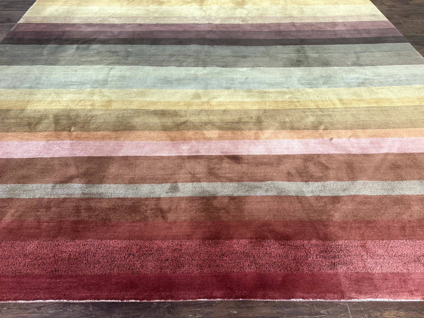 Modern Persian Gabbeh Rug 8x10, Multicolor Stripes, Soft Thick Wool Pile - Nuvé