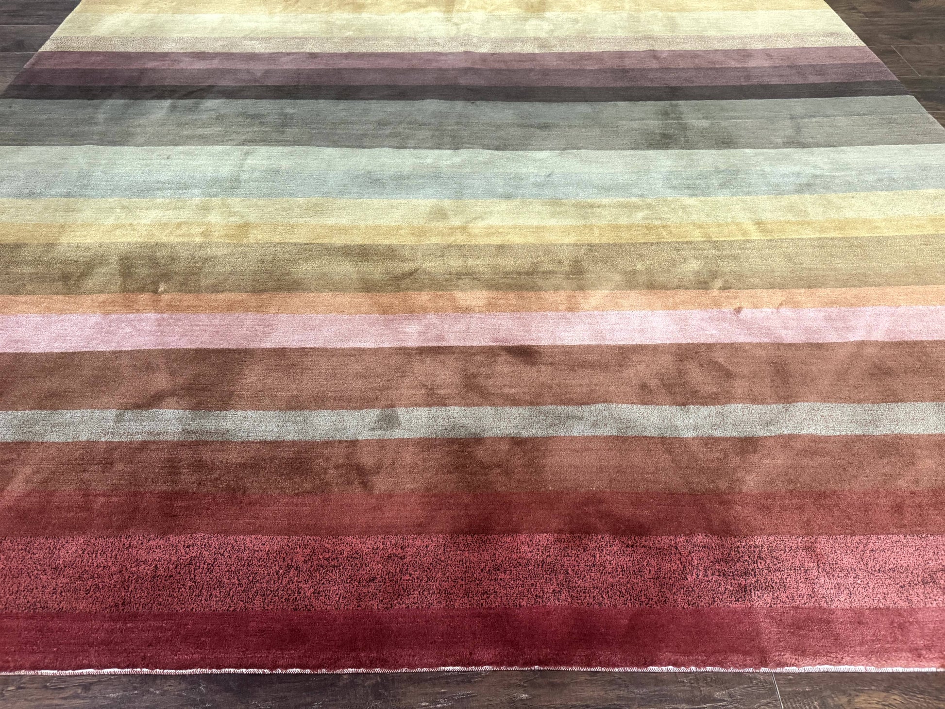 Modern Persian Gabbeh Rug 8x10, Multicolor Stripes, Soft Thick Wool Pile - Nuvé