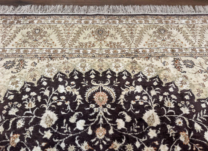 Indian Kashmiri Silk Rug 10x14, Floral Medallion - Nuvé