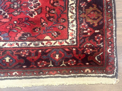 Red Persian Rug 2.6 x 6.8, Floral, Antique Per'sian Carpet, Persian Malayer Rug, Hamadan Rug - Nuvé