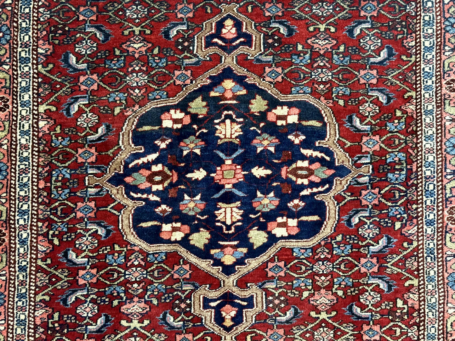 Persian Bidjar Rug 2.7 x 4, Red and Navy Blue, Small Persian Area Rug, Semi Antique - Nuvé