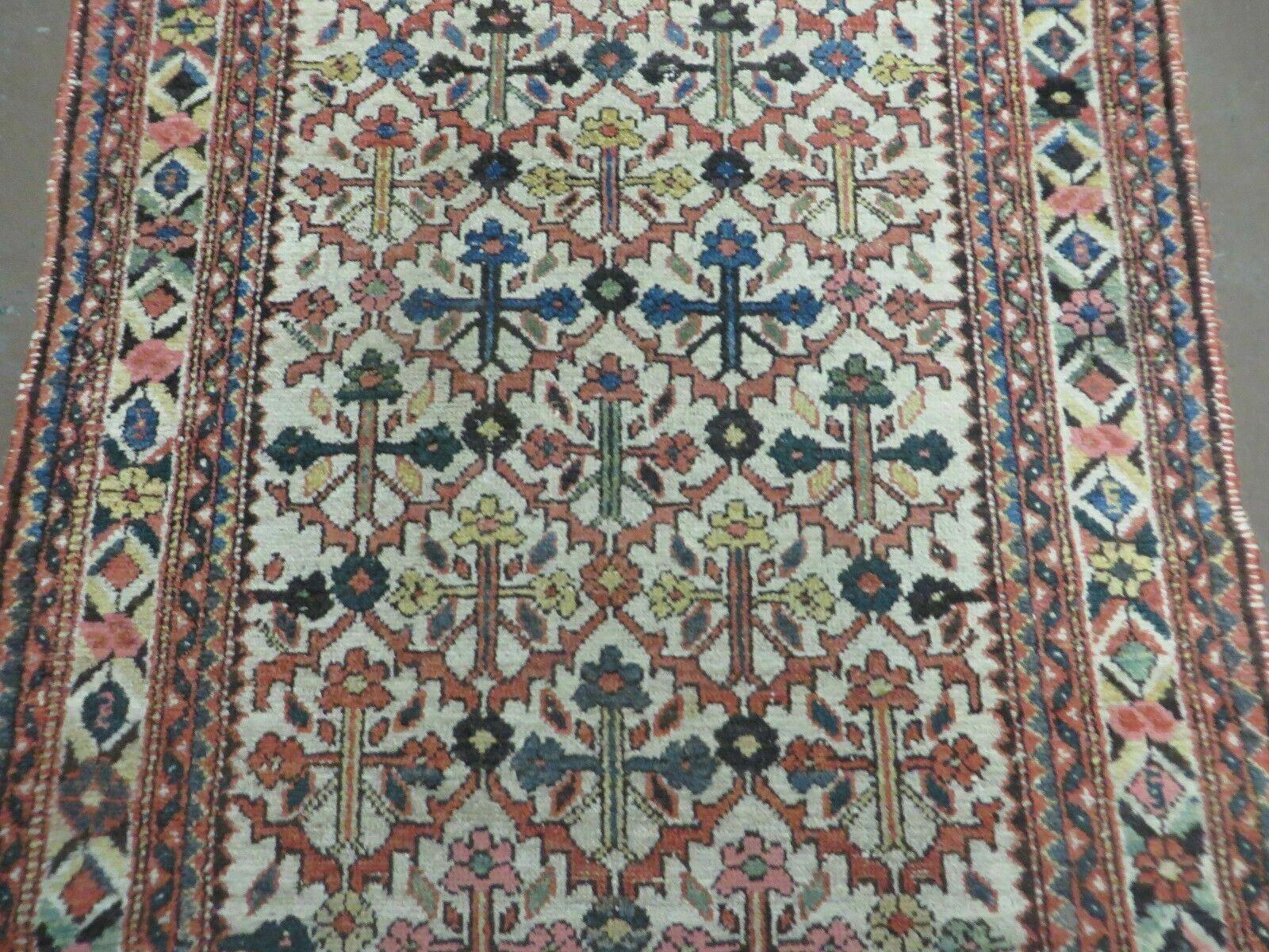 3' 3"X 10' Antique Handmade Caucasian Shirvan Wool Runner Rug Nice - Nuvé