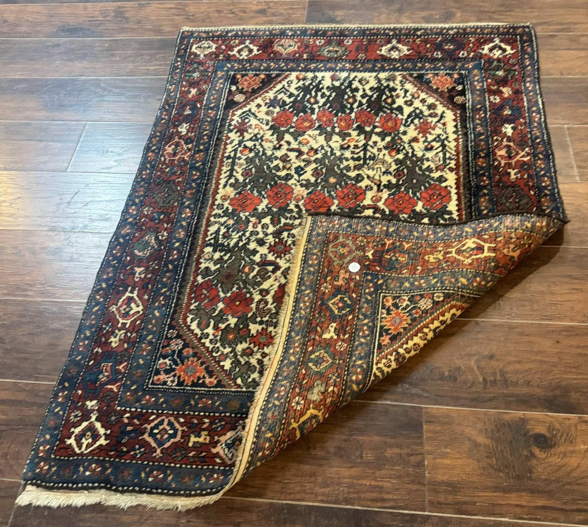 Persian Tribal Rug 3x5, Antique Persian Carpet, Floral Roses, Handmade, Persian Zanjan Rug - Nuvé