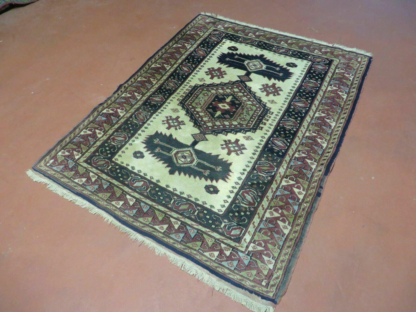 3' X 4' Vintage Handmade Turkish Geometric Oriental Wool Rug Nice - Nuvé