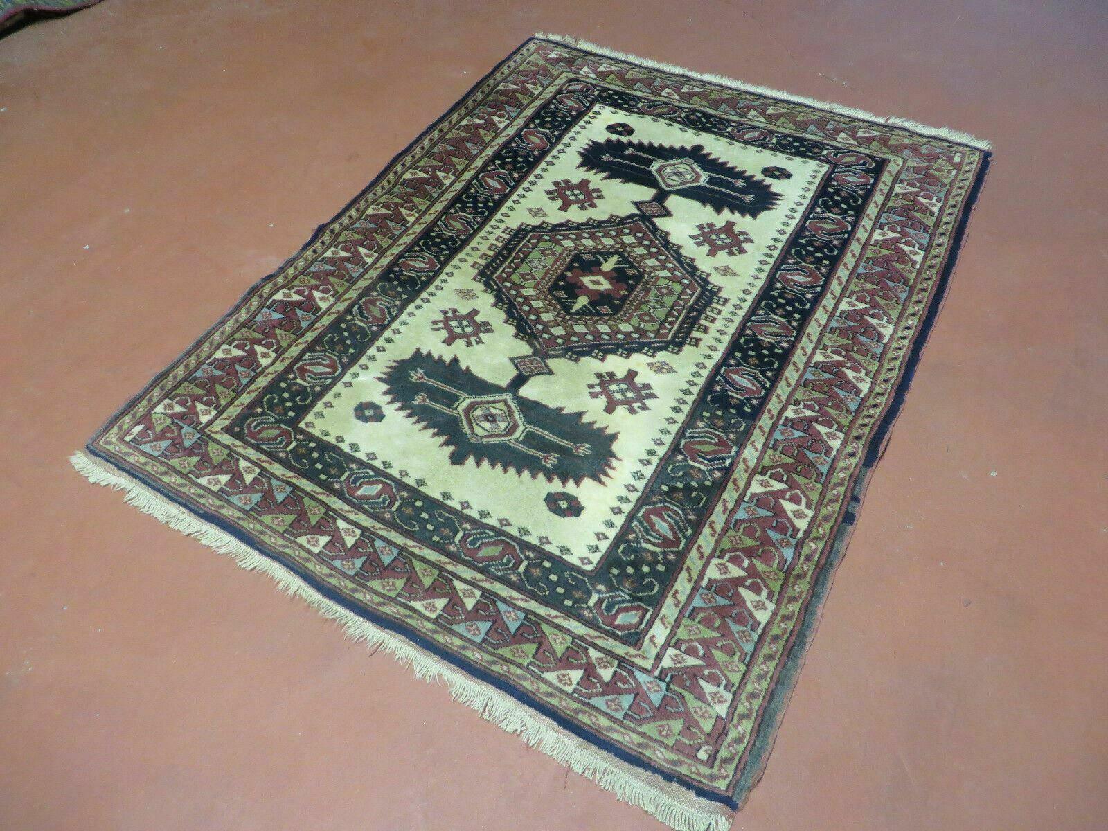 3' X 4' Vintage Handmade Turkish Geometric Oriental Wool Rug Nice - Nuvé