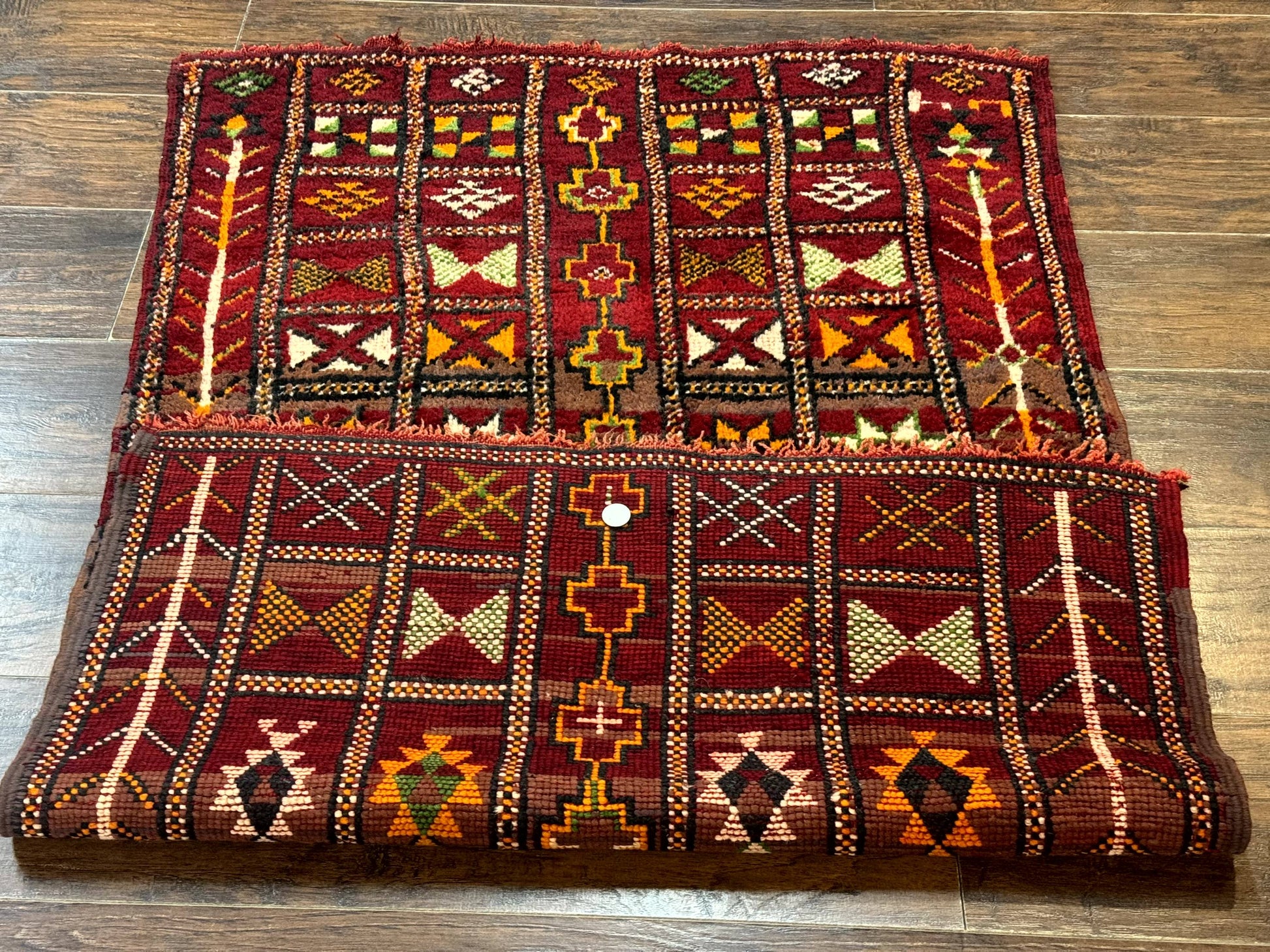 Moroccan Berber Tribal Rug 3x5, Geometric Area Rug, Red Orange Brown - Nuvé
