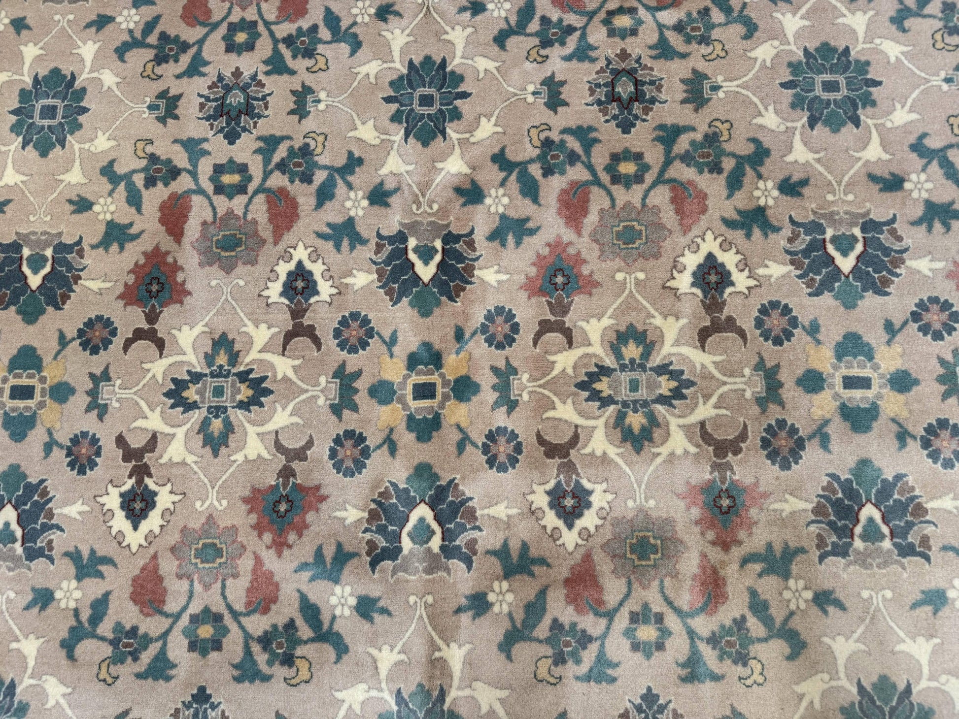 Palace Size Wool Rug 10x18, Sino Persian Kerman Rug, Oversized Hand Knotted Carpet, Light Taupe, Allover Pattern - Nuvé