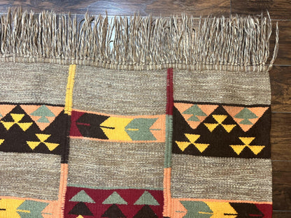 South American Flatweave Rug, Gray, Handmade Vintage Wool Bohemian Blanket - Nuvé