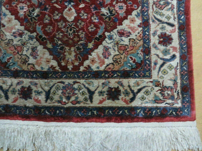 2' X 3' Handmade Chinese Floral Oriental Silk Rug Carpet Nice Red