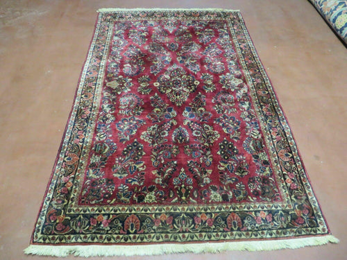 Persian Sarouk Rug 4x6, Red, Floral, Antique - Nuvé