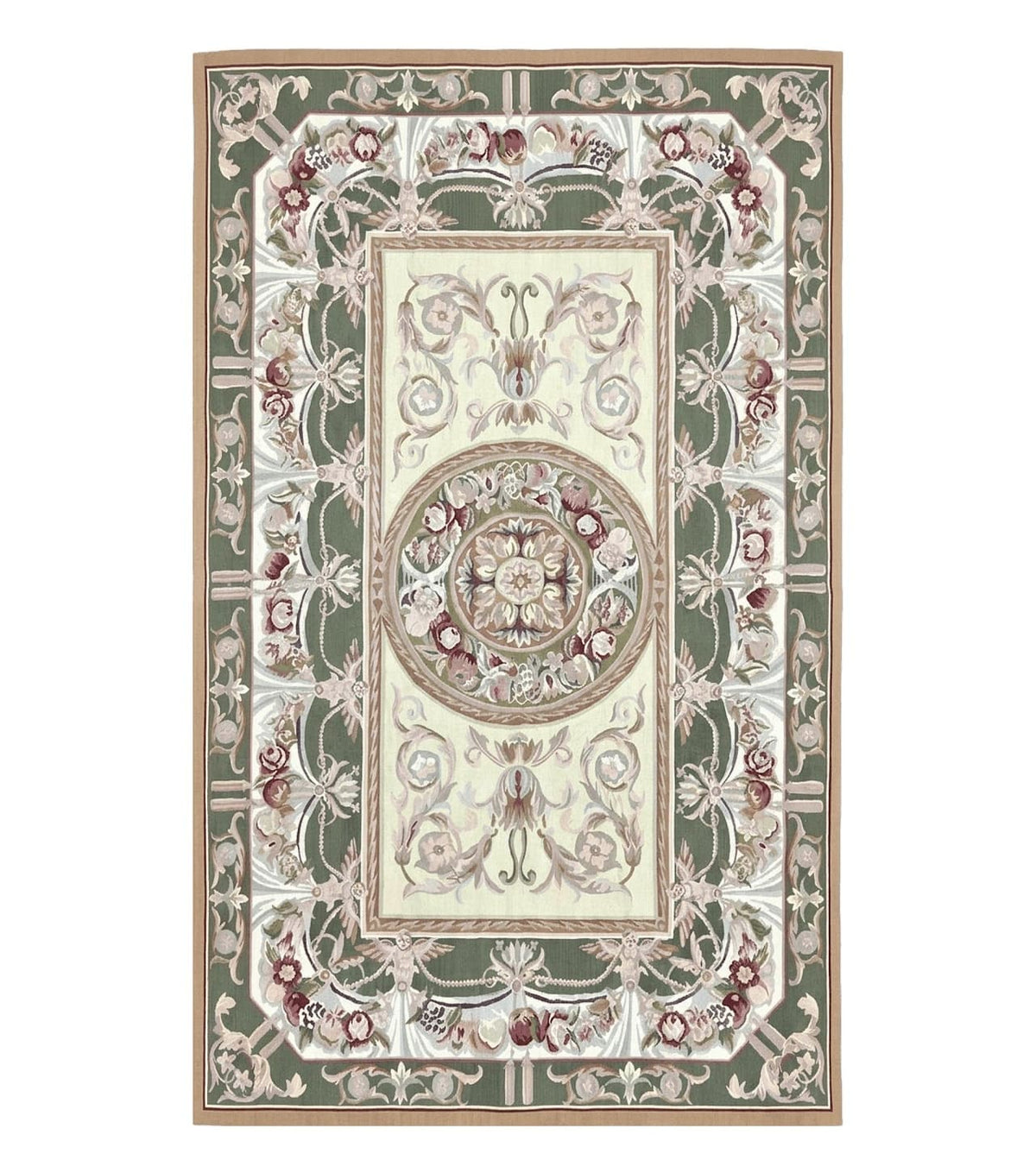 Aubusson Rug 5x8, Wool Handmade Vintage Carpet, Angel Motifs, Flatweave Rug 5 x 8, Medium Sized, European Design
