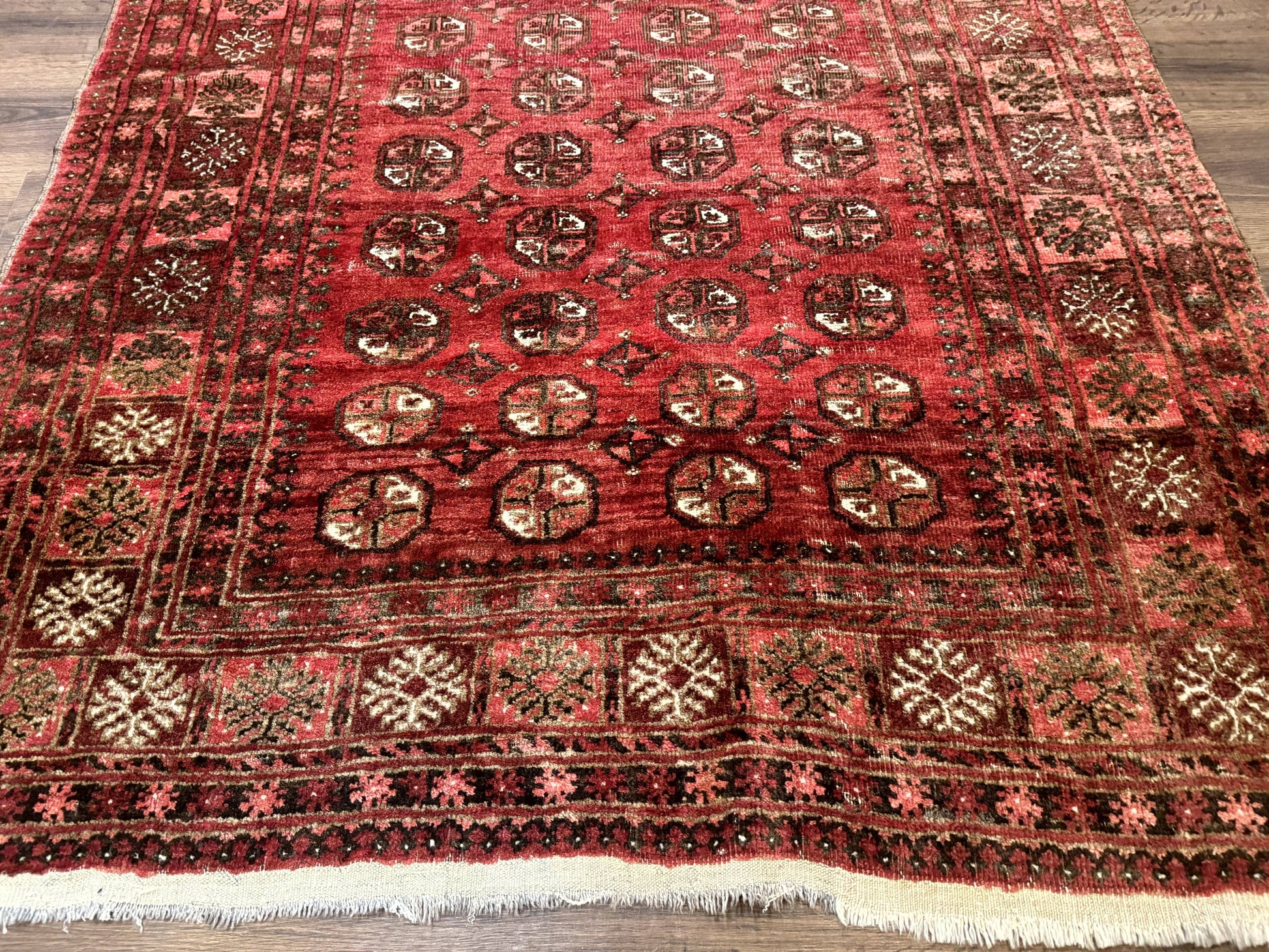 Antique Persian Turkoman Rug 5x6, Red - Nuvé