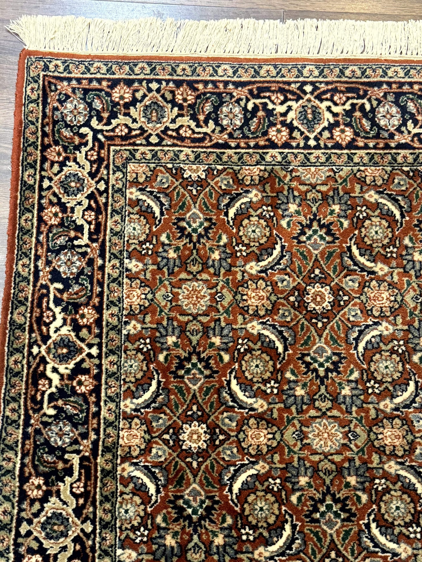Indo Persian Bijar Rug 3x5, Red and Navy Blue, Allover Pattern, Fine Hand Knotted Wool Carpet - Nuvé