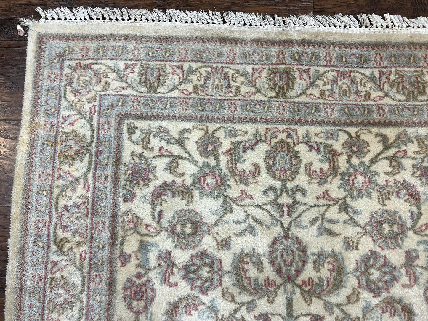 Indo Persian Rug 4x6, Vintage Handmade Wool Carpet, Floral Allover Pattern, Beige, Pair A - Nuvé