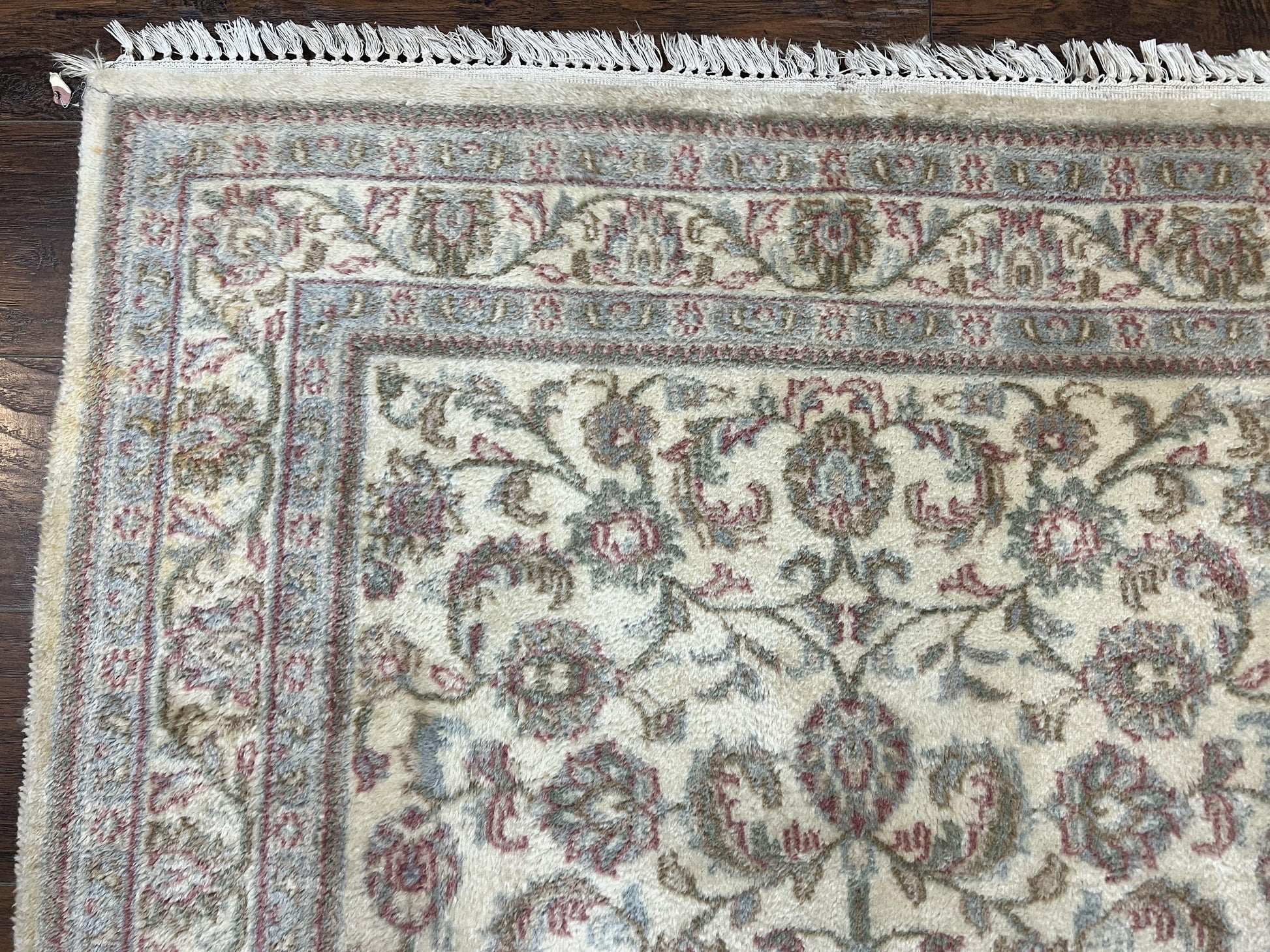 Indo Persian Rug 4x6, Vintage Handmade Wool Carpet, Floral Allover Pattern, Beige, Pair A - Nuvé