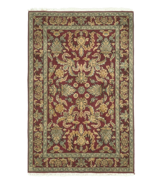 Indo Persian Mahal Rug 4x6, Floral Allover Pattern, Maroon