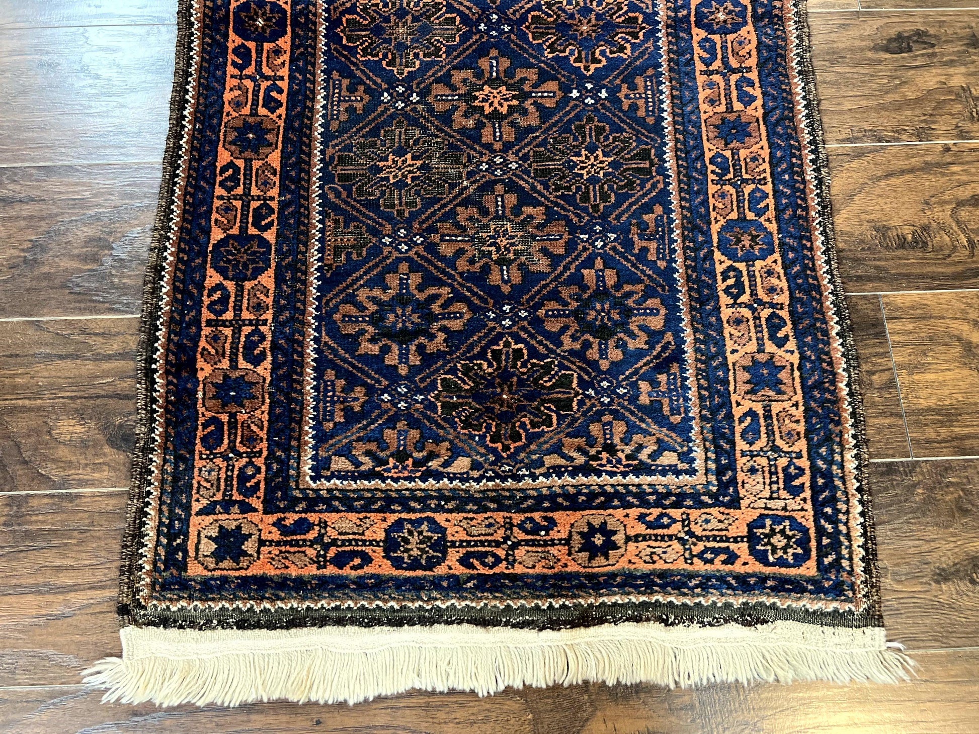 Small Antique Persian Rug 2.7 x 4.7, Handmade Wool Rug, Navy Blue, Balouch Rug, Tribal Rug - Nuvé