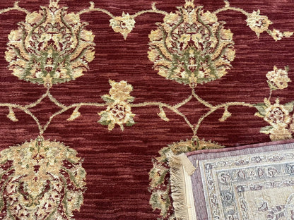Traditional Wool Oriental Rug 9x13, Large Power Loomed Carpet, Burgundy - Nuvé