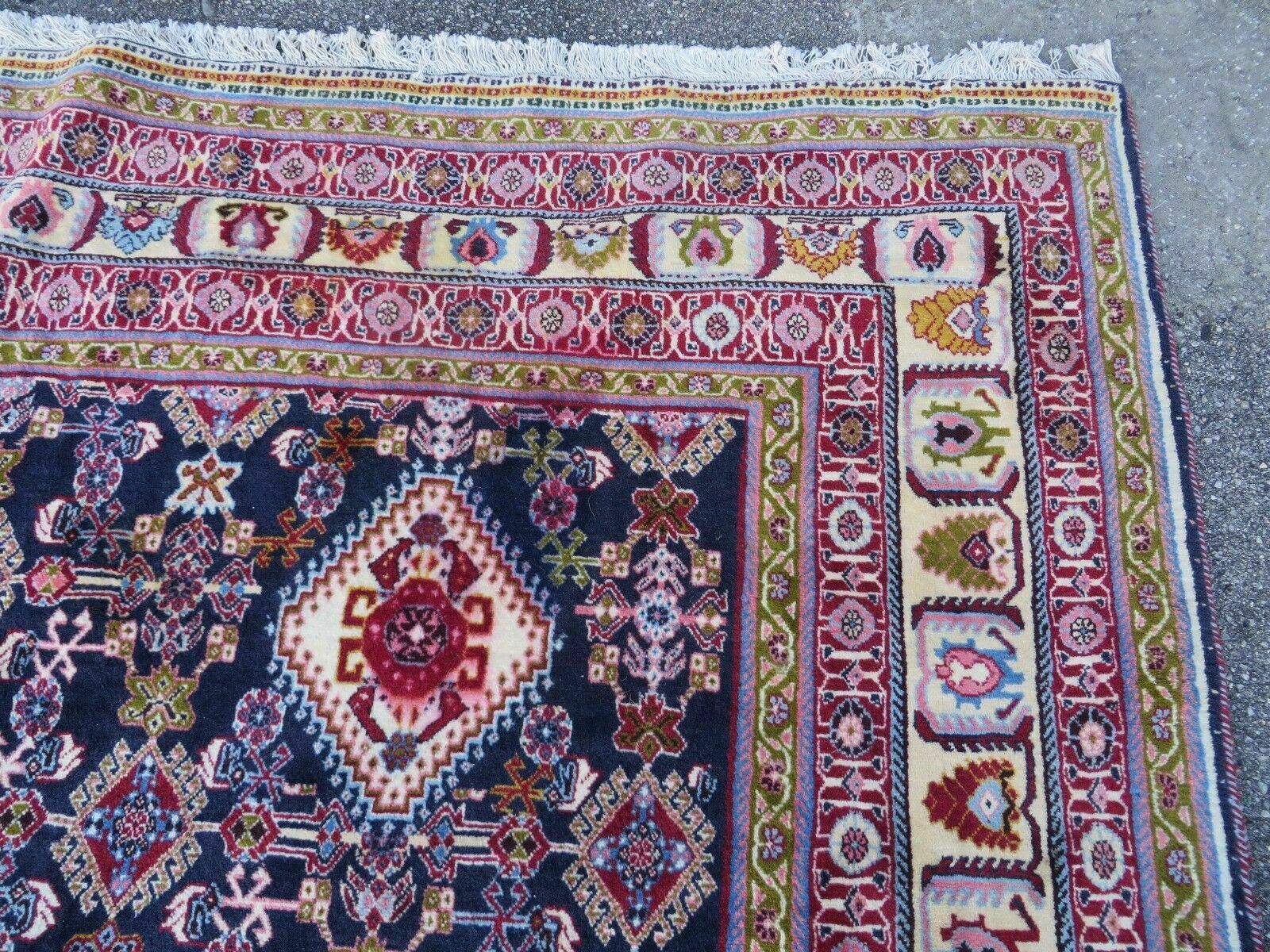 Oversized Persian Shiraz Tribal Rug 13x19, Palace Sized Oriental Carpet, Handmade Hand-Knotted X Large Rug, Red Blue Cream, Allover Herati Pattern - Nuvé