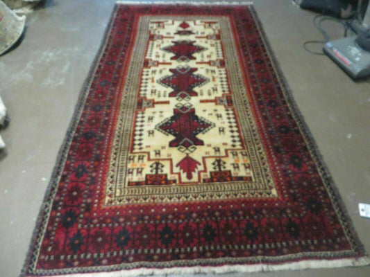 4' X 7' Vintage Handmade Pakistan Turkoman Bokhara Balouch Woven Wool Rug Nice - Nuvé