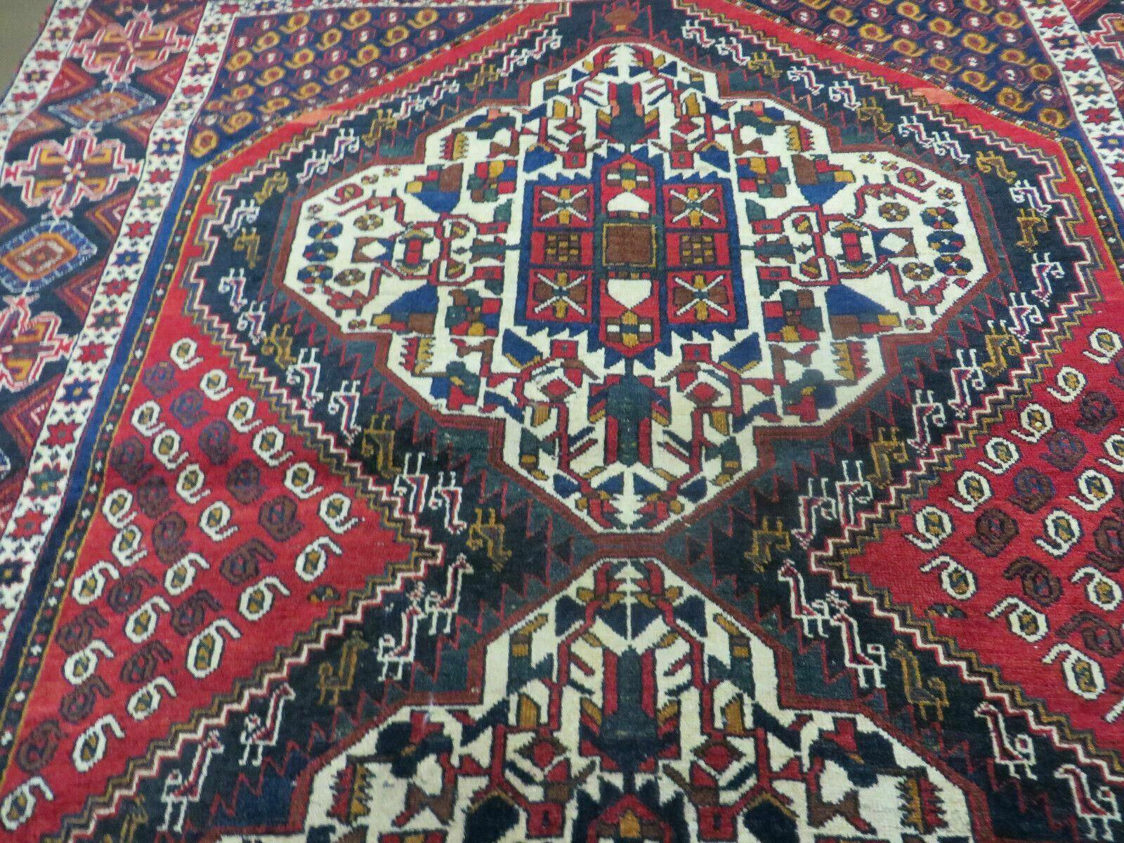 4' X 5.5' Vintage Handmade Turkish Tribal Wool Rug Medallion Nice - Nuvé