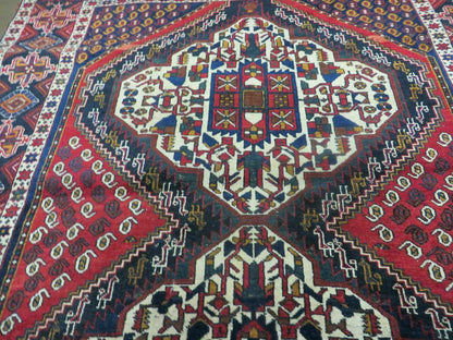 4' X 5.5' Vintage Handmade Turkish Tribal Wool Rug Medallion Nice - Nuvé