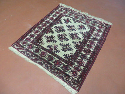 3' X 3' Vintage Handmade Turkoman Bokhara Yamud Wool Rug Nice - Nuvé