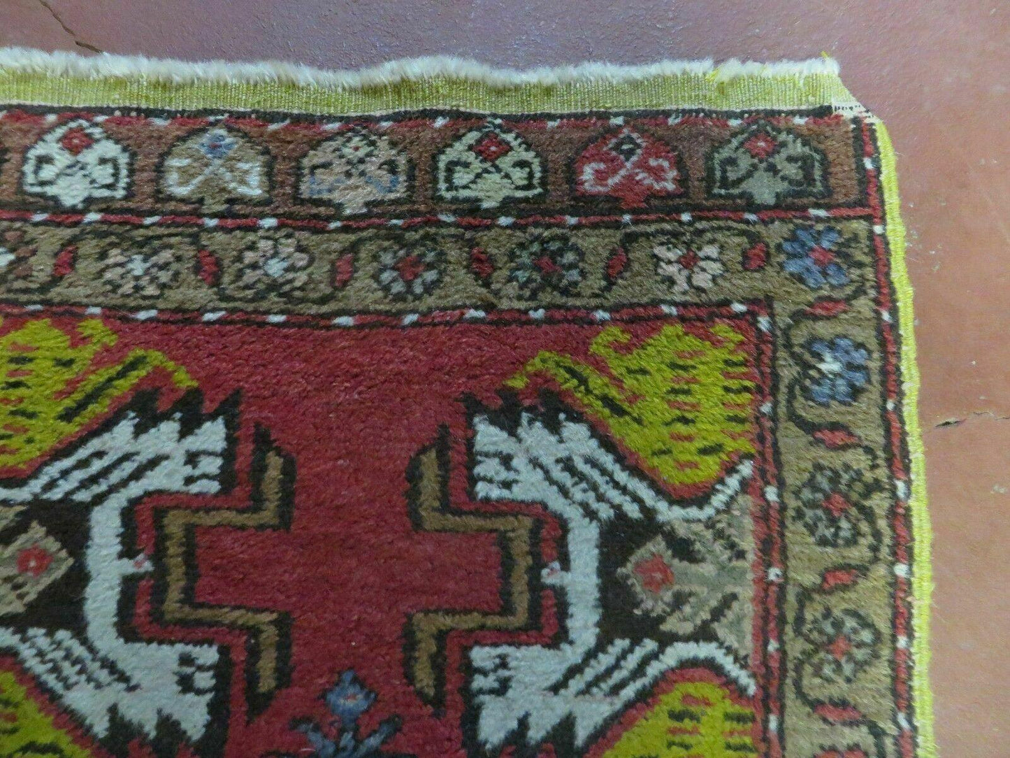 20" X 38" Antique Handmade Turkish Oushak Oshak Yastik Wool Rug Mat Turkey Nice - Nuvé