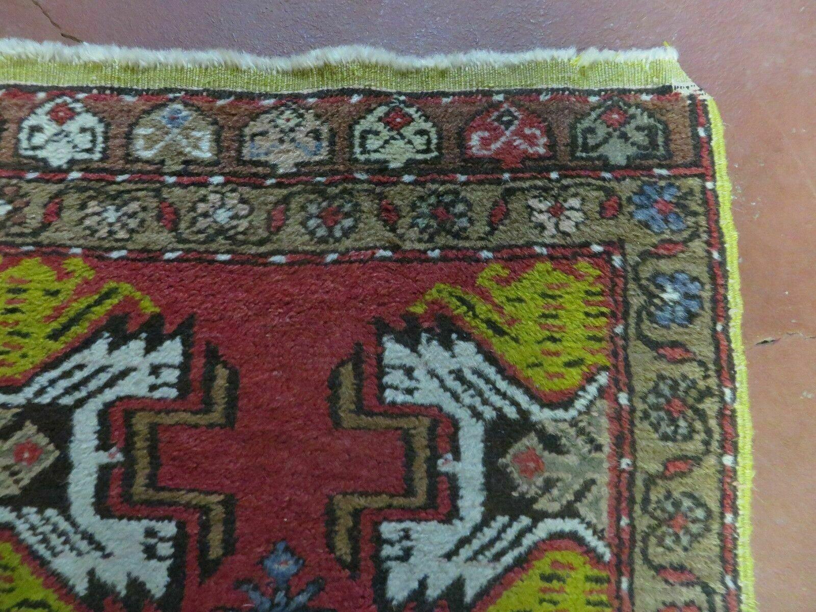 20" X 38" Antique Handmade Turkish Oushak Oshak Yastik Wool Rug Mat Turkey Nice - Nuvé