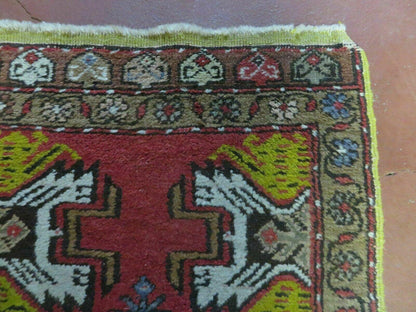20" X 38" Antique Handmade Turkish Oushak Oshak Yastik Wool Rug Mat Turkey Nice