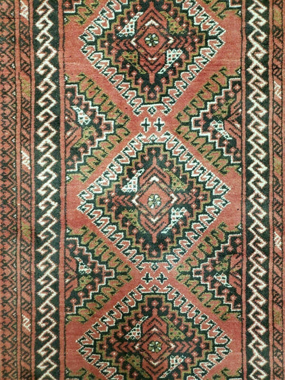 2' 5" X 9' Vintage Handmade Bokhara Red Turkoman Pakistani Wool Runner Rug Organic - Nuvé