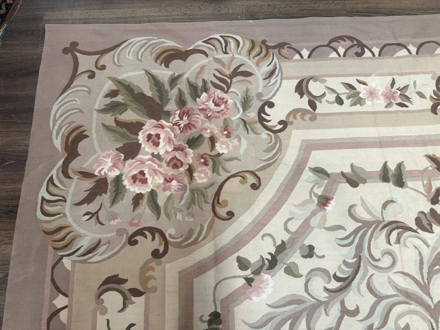 Palace Sized Aubusson Rug 13 x 20, Flatweave Aubusson Weave, Oversized Rug, European French Elegant Design - Nuvé