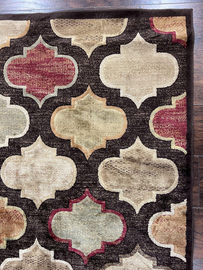 Panel Design Rug 5x7, Multicolor Contemporary Area Rug, Small Living Room Rug