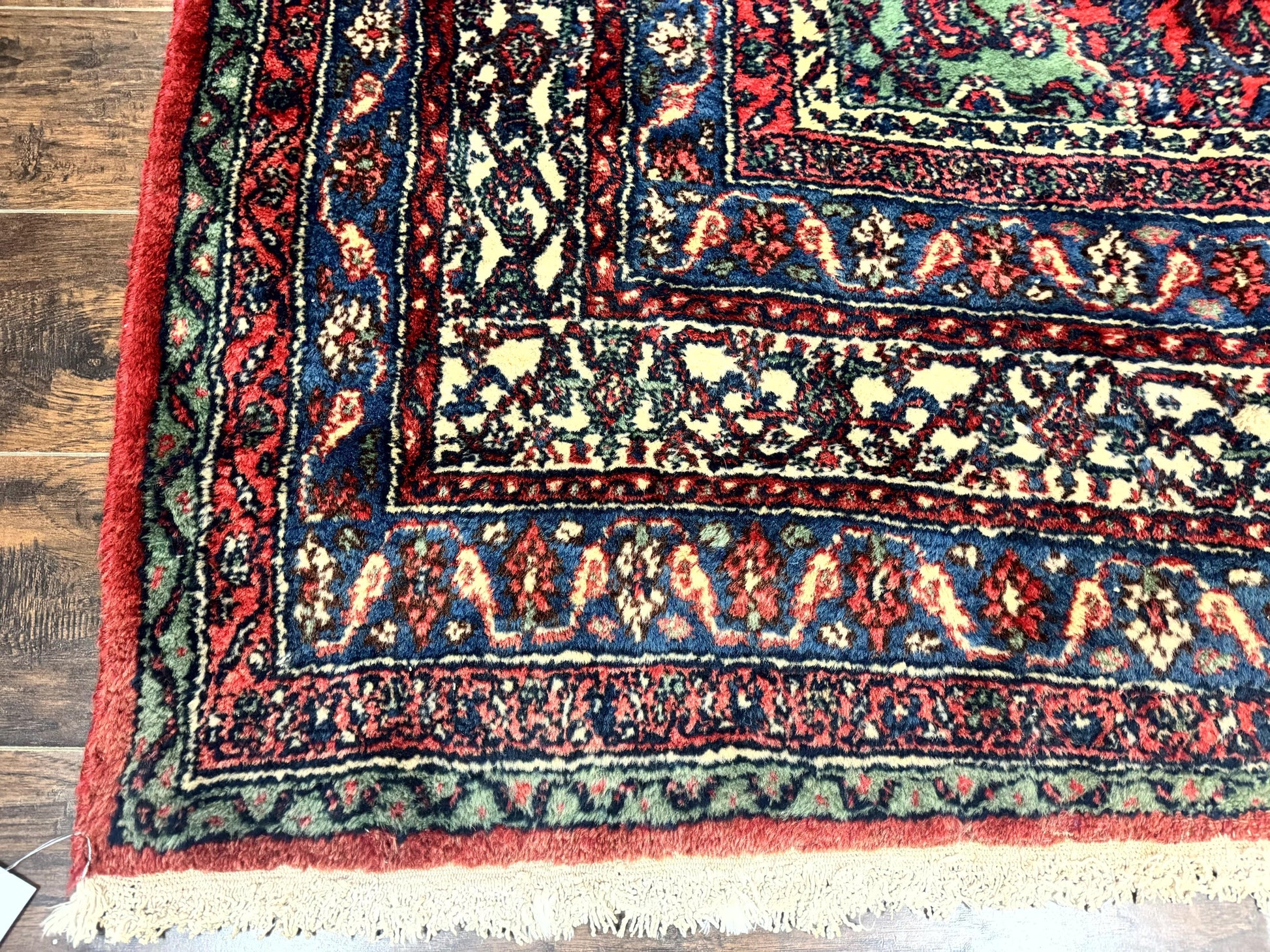 Antique Persian Hamadan Tribal Rug 8x10, Red and Ivory, Medallion Rug, Wool Handmade Carpet - Nuvé