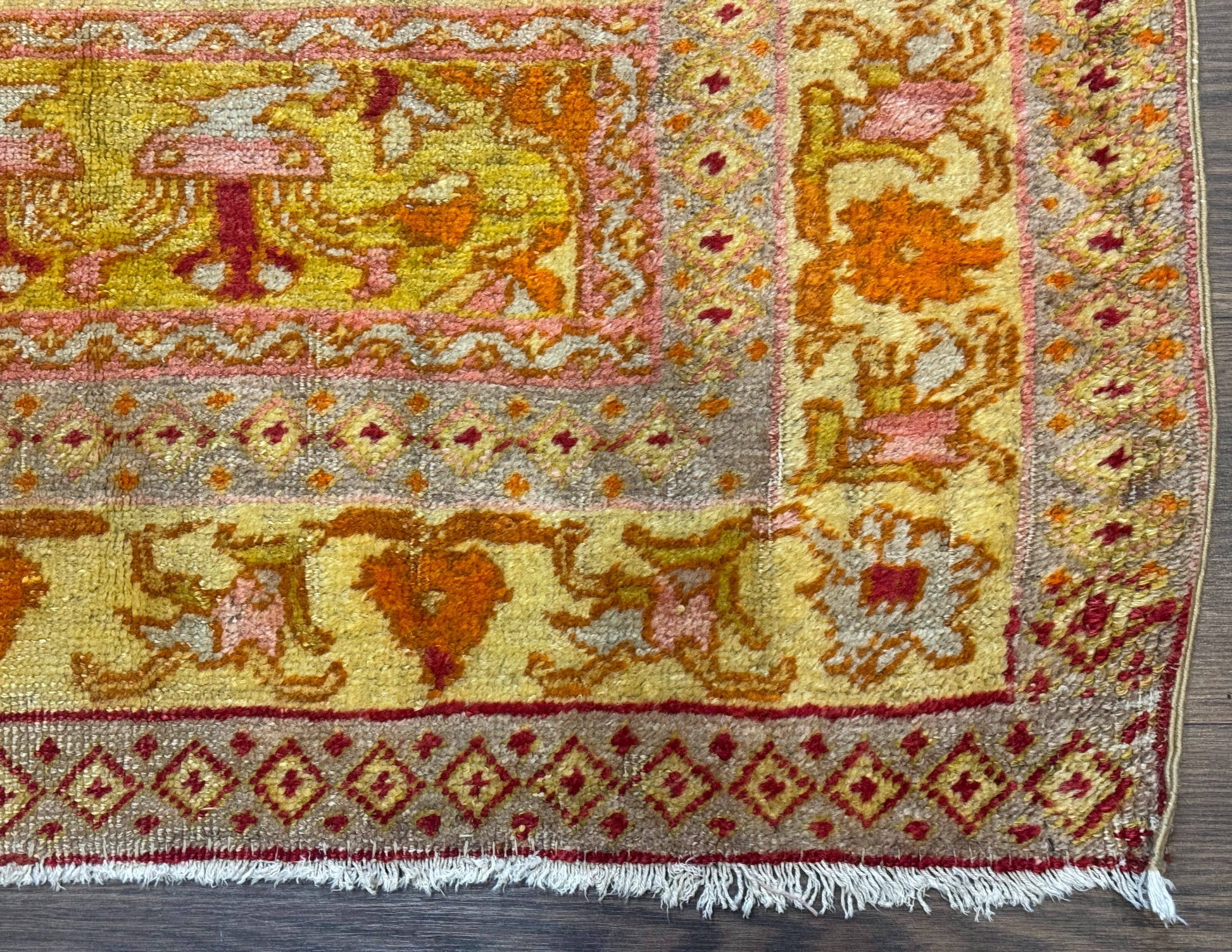Antique Turkish Prayer Rug 4x6, Red and Golden Mustard, Mihrab Design, Anatolian Carpet - Nuvé