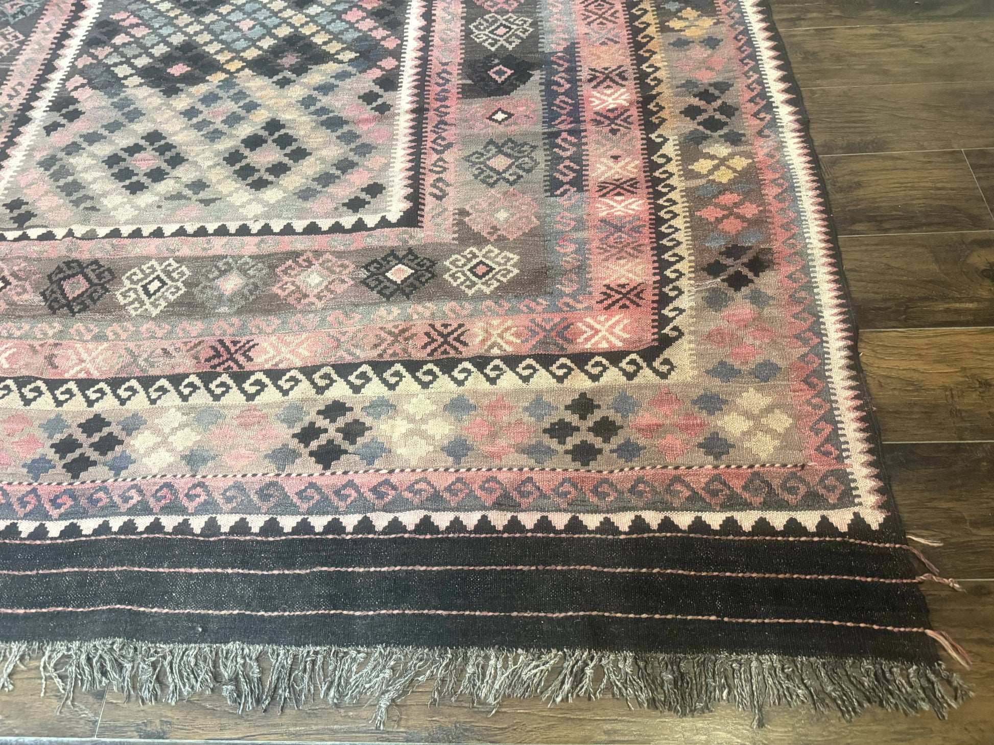 Persian Kurdish Kilim Rug 8x10, Large Flatweave Tribal Bohemian Rug, Vintage Zarand Kilim - Nuvé