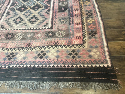Persian Kurdish Kilim Rug 8x10, Large Flatweave Tribal Bohemian Rug, Vintage Zarand Kilim - Nuvé