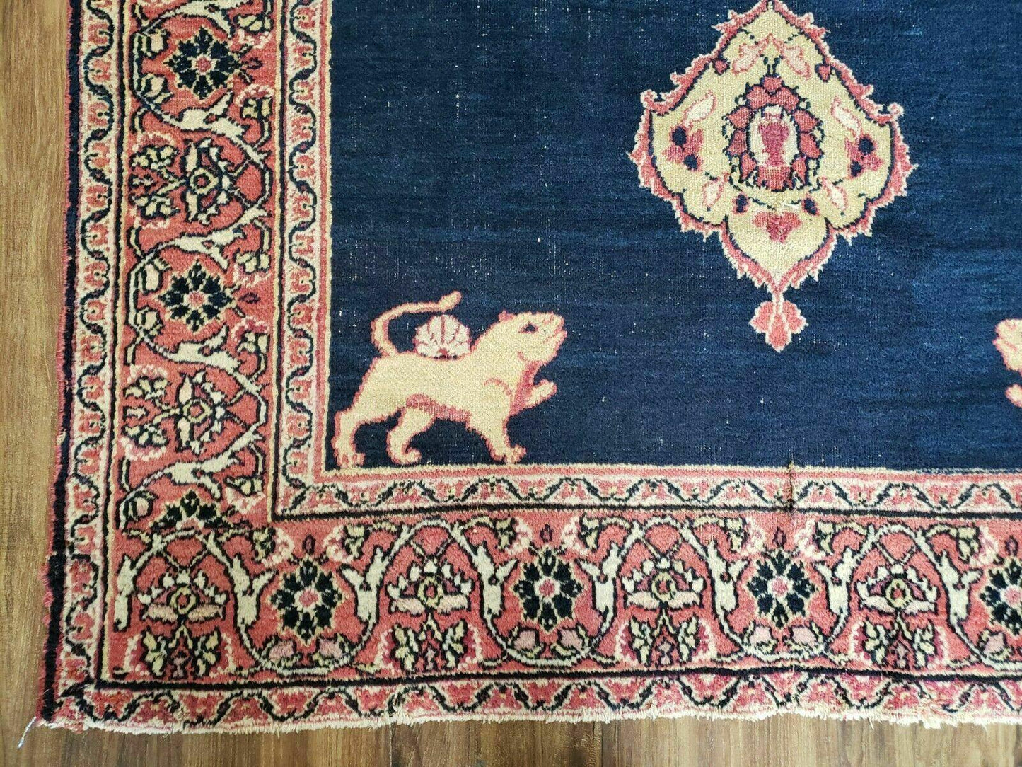 4' X 6' Antique Handmade Turkish Ghiordes Wool Rug Veg Dyes Organic Lion Nice - Nuvé