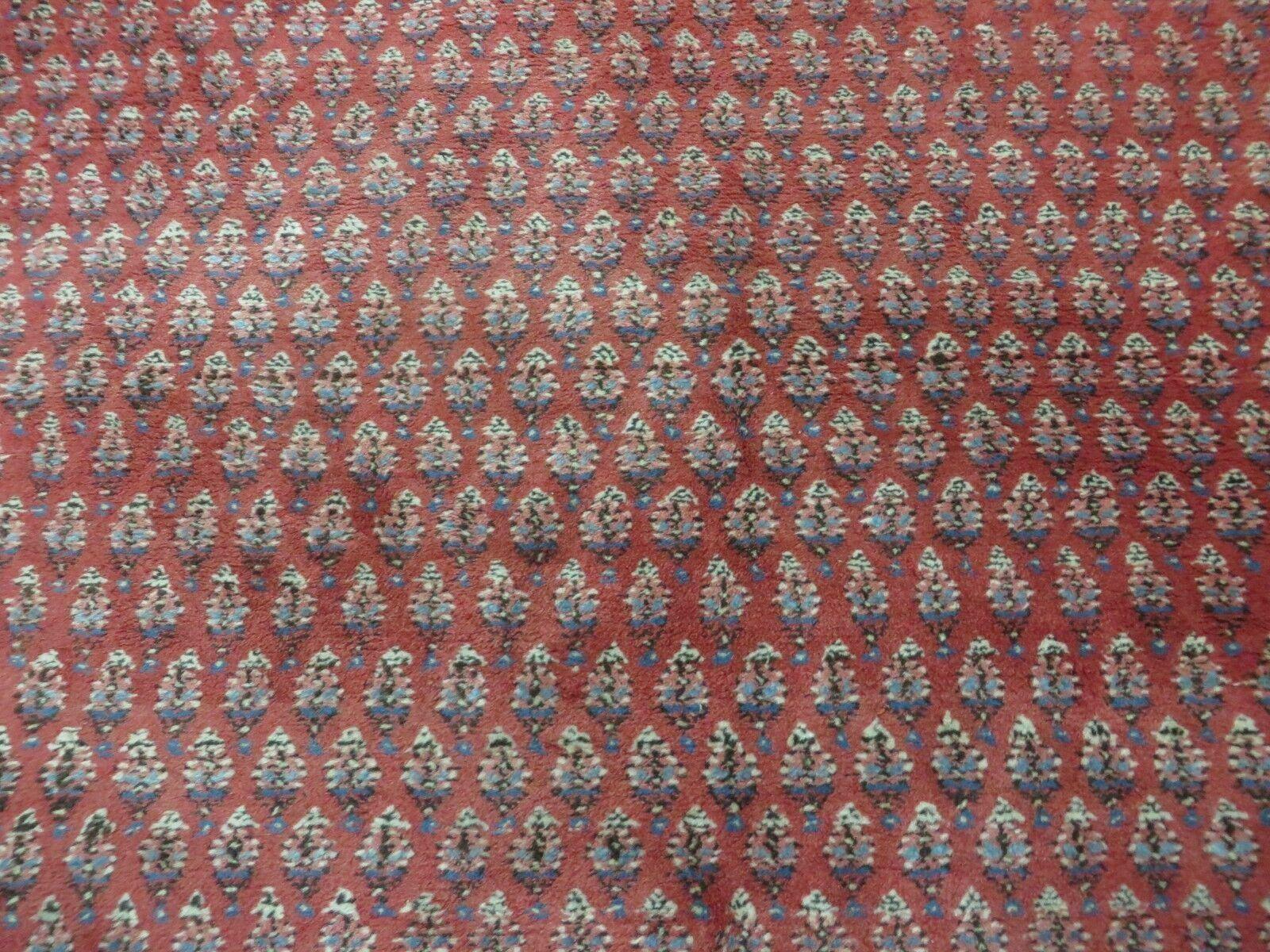 7' X 9' Vintage India Oriental Paisley Handmade Wool Rug Red Vegetable Dyes - Nuvé