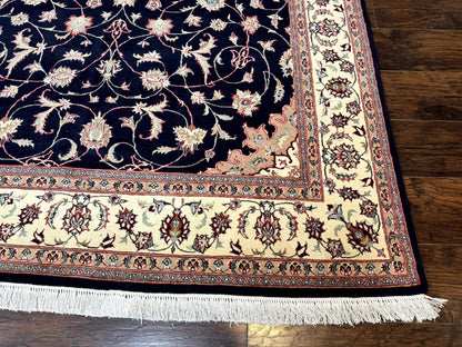 Navy Blue Pak Persian Rug 6x10, Floral Medallion, Traditional Persian Area Rug, Fine 240 KPSI - Nuvé