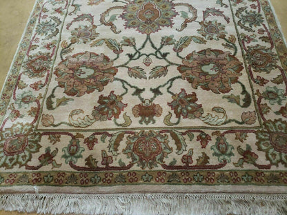 4x12 Vintage Oriental Runner Rug Hand Knotted Indian Agra Wool Tea Washed Beige - Nuvé