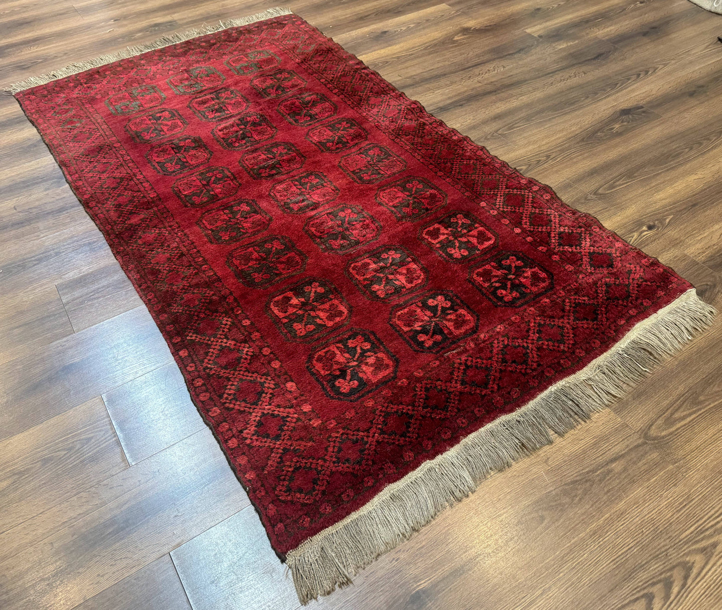 Afghan Turkoman Bokhara Bashir Rug 3x6, Red - Nuvé