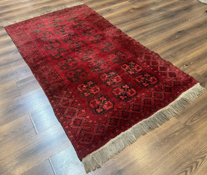 Afghan Turkoman Bokhara Bashir Rug 3x6, Red - Nuvé