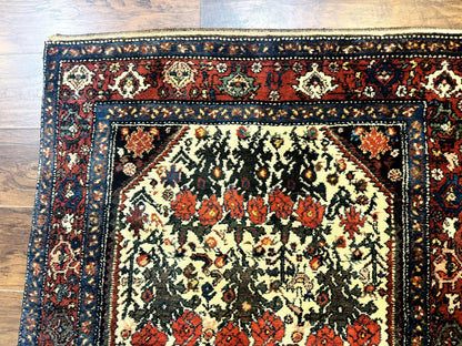 Persian Tribal Rug 3x5, Antique Persian Carpet, Floral Roses, Handmade, Persian Zanjan Rug - Nuvé